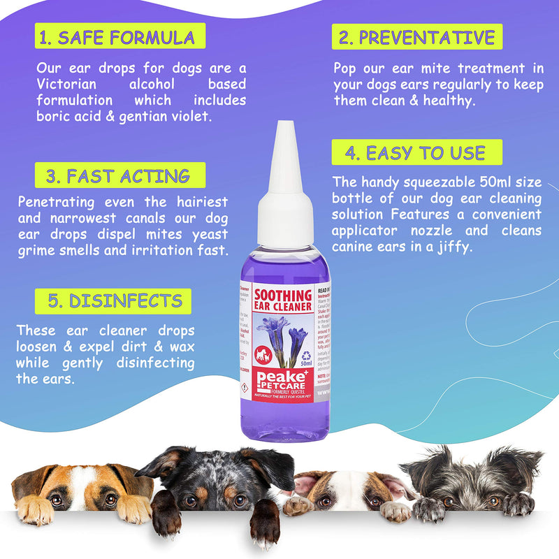 Quistel Dog Ear Cleaner Solution - Soothing Canaural Ear Drops - Dog Ear Drops for Infection Wax Dirt Yeast and Mites - 50ml - PawsPlanet Australia