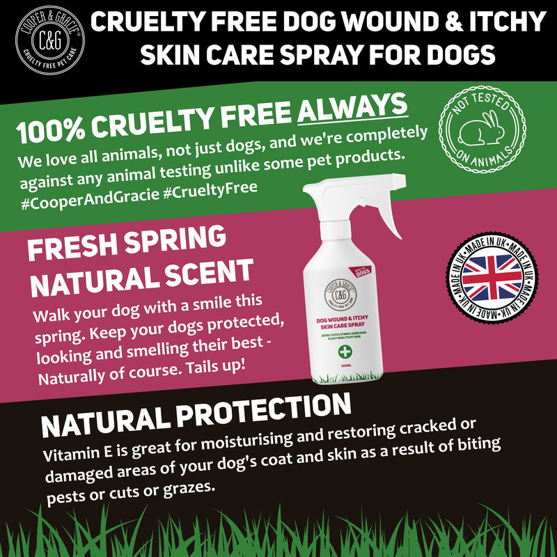 Cooper And Gracie Wound Spray For Stinky Itchy Dogs 500 ML | Purple First Aid Sprays | Dog Animal Skin Cuts Wounds Treatment - PawsPlanet Australia