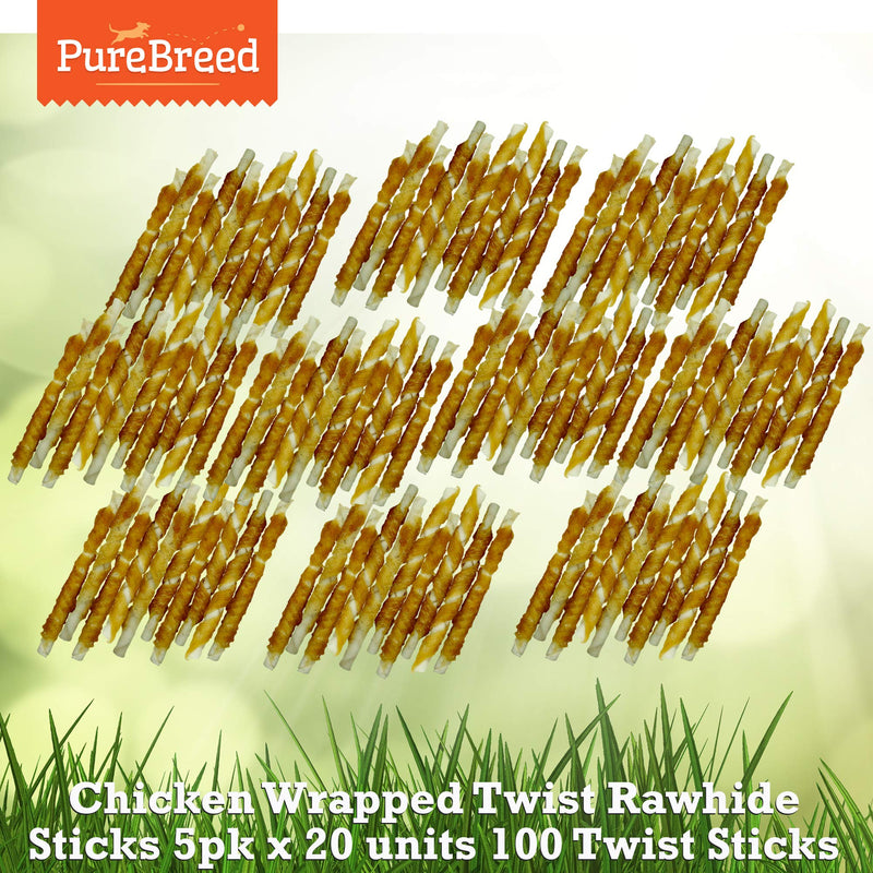 50pk Twist Rawhide Sticks Chicken Dog Treats | Chicken Wrapped Dog Chews Toy | Low Fat, High In Protein Chicken Twists for Dogs | Chicken Rawhide Dog Chew | Includes SOL Notebook - PawsPlanet Australia