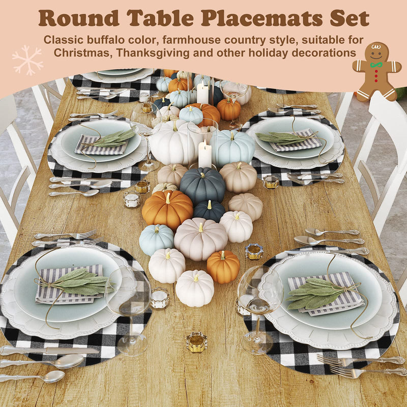 Christmas Round Placemats Buffalo Plaid Check Table Mats Reversible Table Placemats Burlap Fabric Dining Table Mats Farmhouse Placemats for Xmas Holiday Table Decor (Classic Pattern, 6) Classic Pattern - PawsPlanet Australia