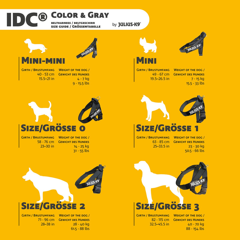 [Australia] - Julius-K9, 16IDC-0-2015, IDC Color & Gray Belt Harness for Dogs, Size: 0, Black-Gray 