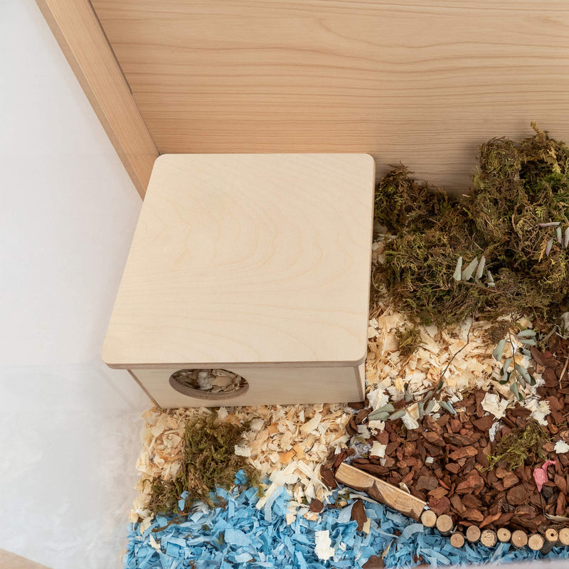 [Australia] - Niteangel Wooden Hamster 2-Chamber Hideout - 2-Room Woodland House for Hamster Mice Gerbils Mouse or Other Small Animals Small - for Dwarf Hamster 