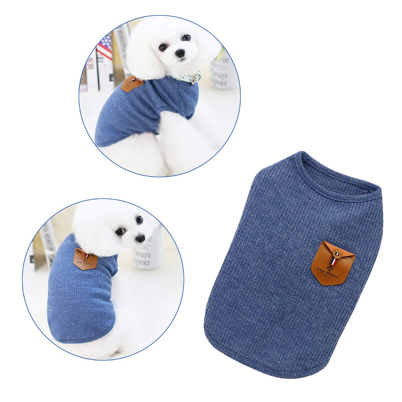 YAODHAOD Minimalist Dog T-Shirt, Dog Cat Clothes, Blue and Gray, 100% Cotton, for Mini Dog, Small Dog and Cat (2pack) (S(Teacup Teddy or newborn puppies)) S(Teacup Teddy or newborn puppies) - PawsPlanet Australia