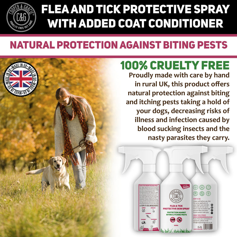 Dog Fleas Protection Spray 500ML - Tick and Flea Protective for Dogs - Best Grooming Coat Conditioner 500 ml (Pack of 1) - PawsPlanet Australia