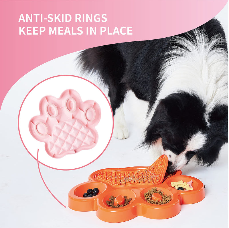 PetDreamHouse PAW 2-in-1 Slow Feeder Interactive Bowl with Removable Lick Mat - Pink - PawsPlanet Australia