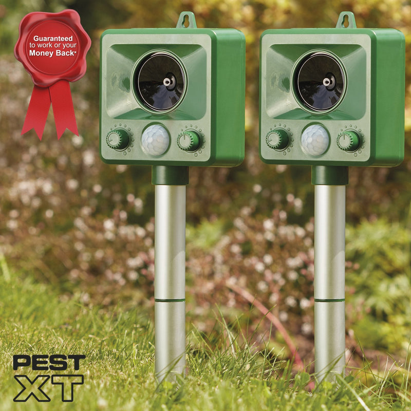 Pest XT Battery Powered Ultrasonic Motion Sensor Activated Cat Animal/Wildlife Repeller, Deters Unwanted Garden Pests (Green X2) - PawsPlanet Australia