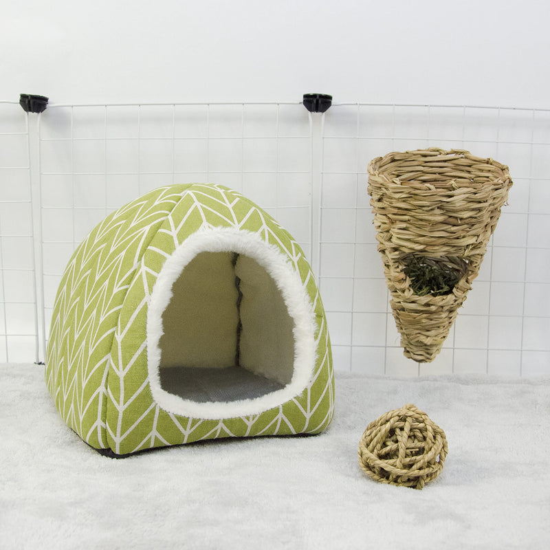 Tierecare Guinea Pig Hideout Hamster Bed Rabbit House Cave Accessories Cozy Hide-Out for Bunny Hedgehog Ferret Chinchilla&Other Small Animals Green - PawsPlanet Australia