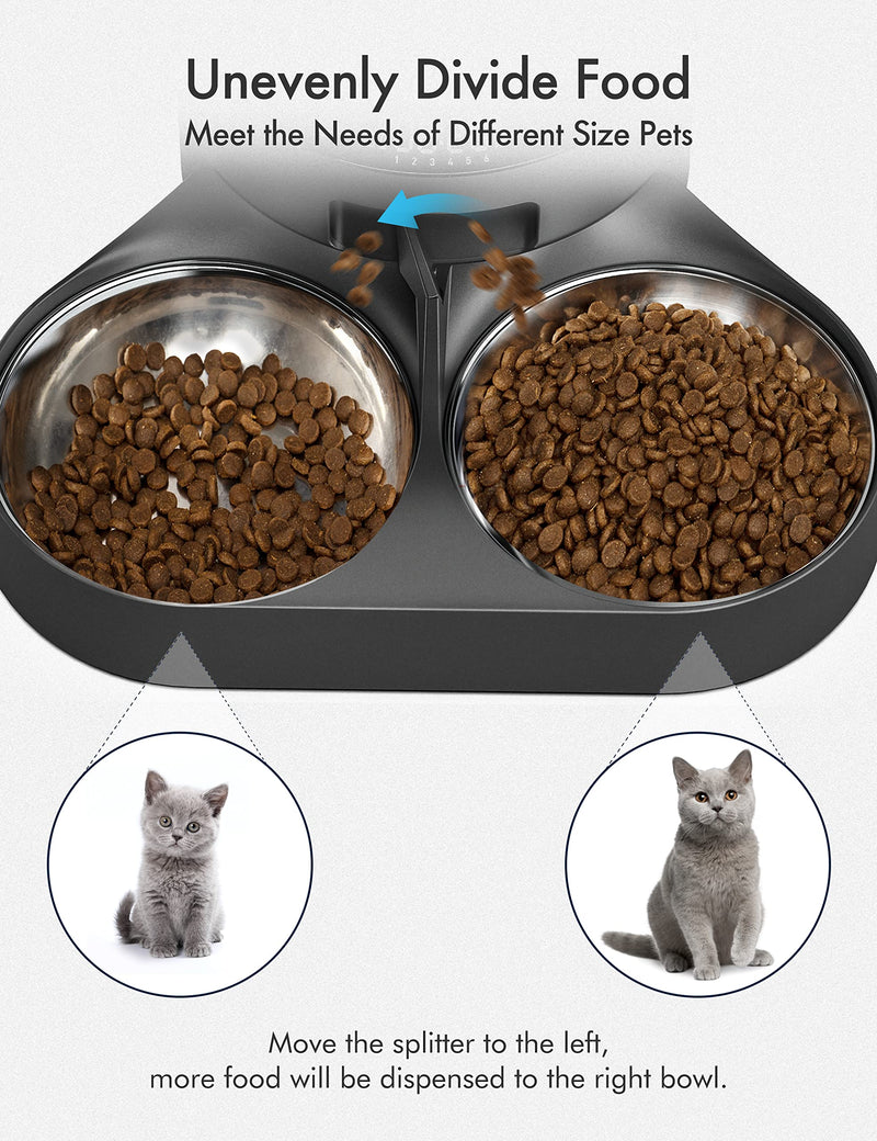 PETLIBRO Pet Food Splitter with Stainless Steel Bowls, Automatic Cat Feeder Bowls for Two Cats or Dogs, Suitable for PETLIBRO Automatic Cat Feeder PLAF005, PLAF006, PLAF103 Black - PawsPlanet Australia