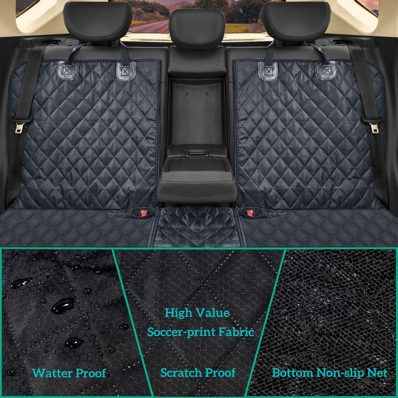 Dog Car Seat Cover for Back Seat Cover Non Stick Fur Rear Seat Protector for Kids Nonslip Water Proof Durable Bench Seat Cover for PEt Truck SUV bench dog car seat cover Black - PawsPlanet Australia