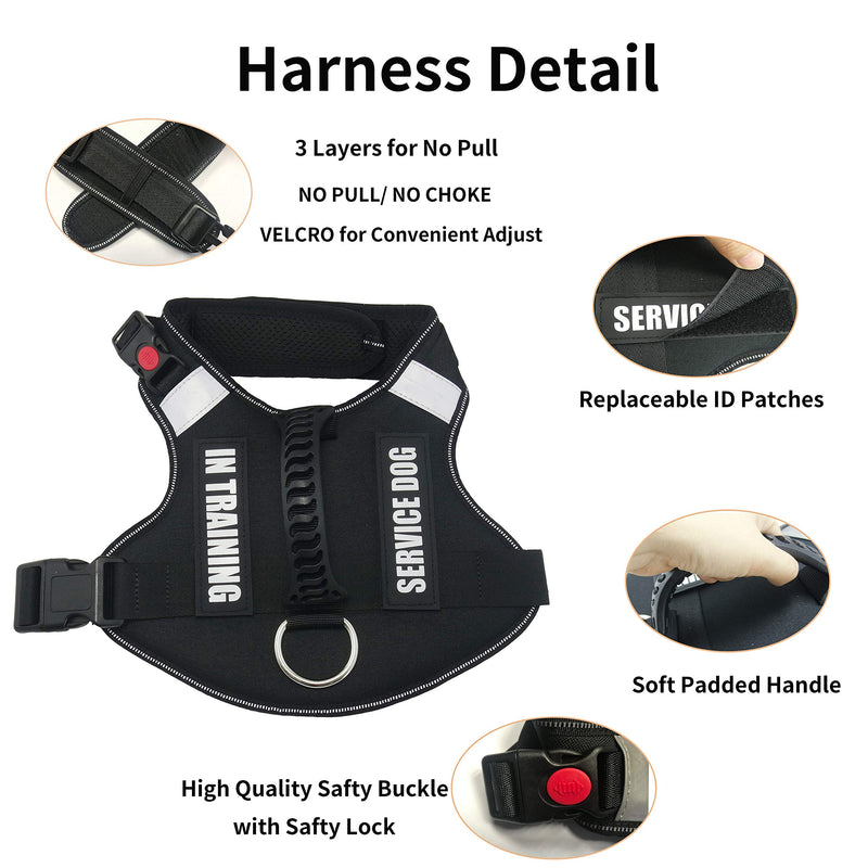 [Australia] - Dihapet No Pull Dog Harness, Service Dog Vest, Adjustable Reflective in Training Dog Vest XL Chest 29-41in Black 