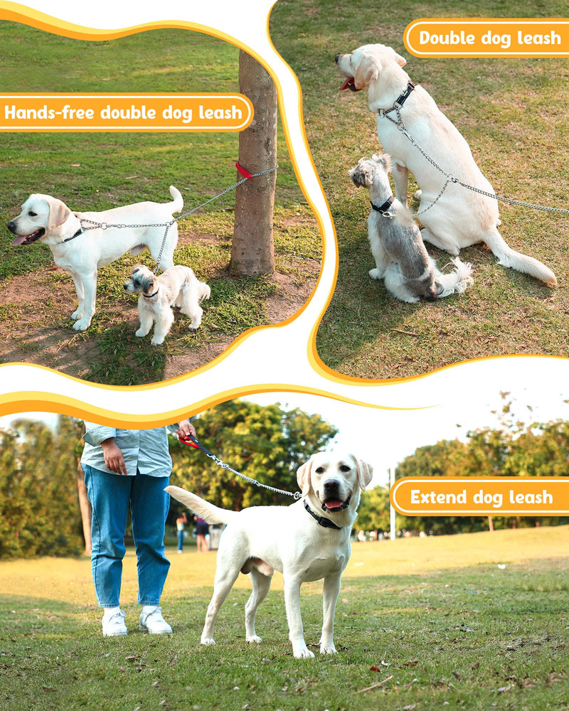 HAPPY HACHI Double Dog Heavy Duty Steel Chain Lead Hiking Leash for 2 Dogs M-3.5mm*60cm - PawsPlanet Australia