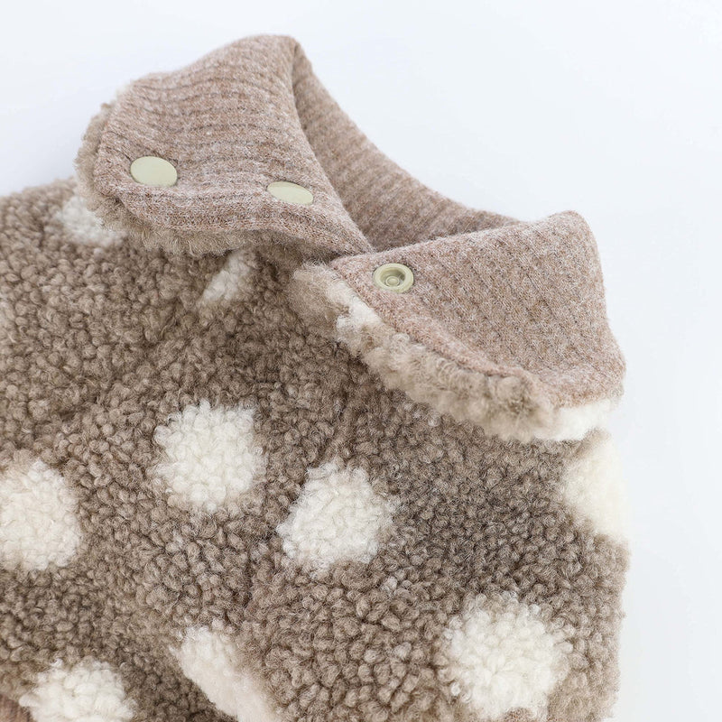 Fitwarm Sherpa Polka Dot Dog Coat Turtleneck Fuzzy Doggie Sweater Puppy Winter Clothes Doggy Knitted Outfits Pet Cold Weather Clothes Cat Apparel XS Khaki - PawsPlanet Australia