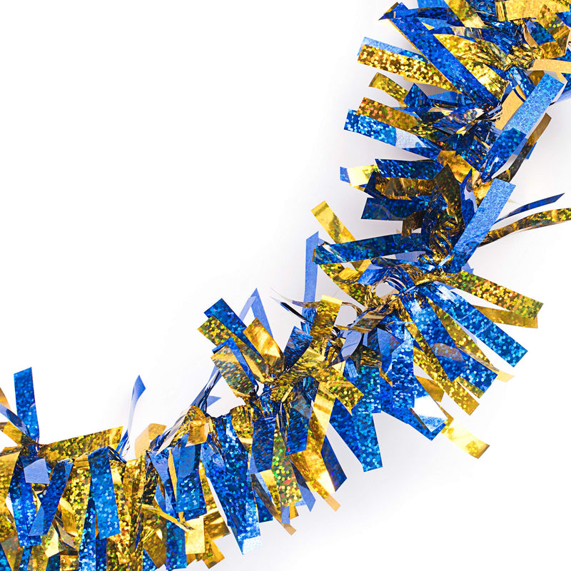 Two-Color Iridescent Shimmer/Glitter Sparkle Garland, Blue and Gold - 4 inches Wide x 25 feet Long Blue/Gold Sparkle - PawsPlanet Australia