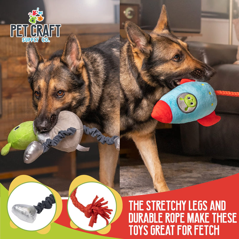Pet Craft Supply Jiggle Giggle Dog Toys Funny Cute Giggling Sound Wiggly Shaking Tug Fetch Soft Chew Cuddle Plush Interactive Big Dog Toy for Medium to Large Breeds Multipack Boredom Relief Alien & Spaceship - PawsPlanet Australia