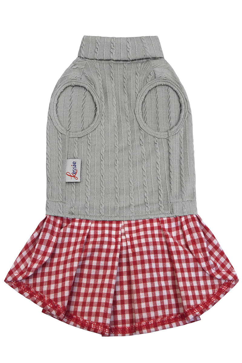 Kessie Dog Sweater Dresses for Small and Medium Dogs (Grey, X-Small) Grey X-Small(Chest:11.4" Neck:7.8") - PawsPlanet Australia