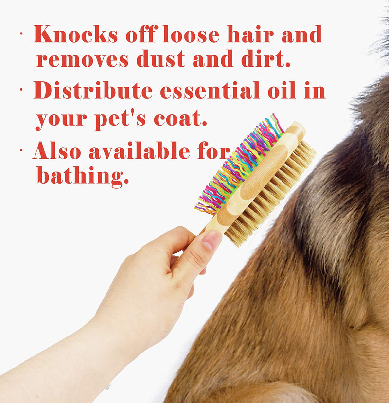 [Australia] - HOP Home of Paws Dog Brush for Grooming & Massaging Dogs, Cats & Other Animals – Fur Detangling Pins & Coat Smoothing Slicker Bristles, Natural Bamboo Double Side 