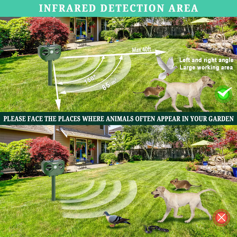 Cat deterrent for garden, IP65 imitates falcon call and alarm sound, ultrasonic solar animal repellent, marten deterrent, charging, waterproof marten repellent for the garden/yard, effective against cats - PawsPlanet Australia