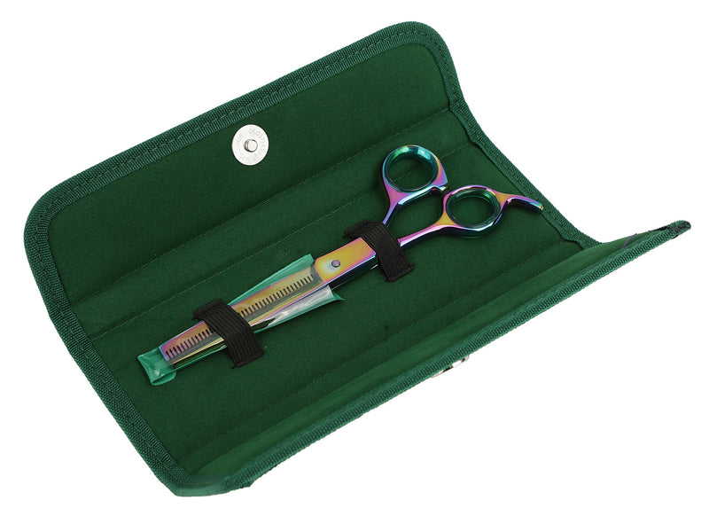 [Australia] - Sharf Gold Touch Pet Shears, 6.5" 42-Tooth Rainbow Thinning Shear for Dogs, 440c Japanese Stainless Steel Dog Thinning Shears 