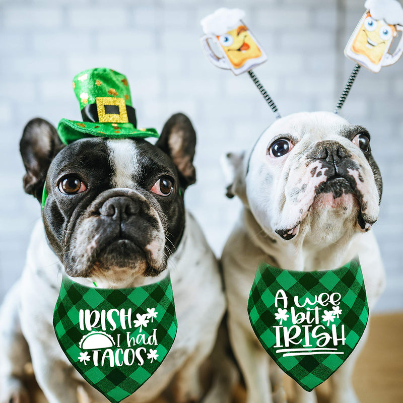 St. Patrick's Day Dog Bandana, Holiday Buffalo Plaid Bandana Scarfs for Small Medium Large Dogs Cats Pet Puppies (Wee bit Irish) Wee bit Irish - PawsPlanet Australia