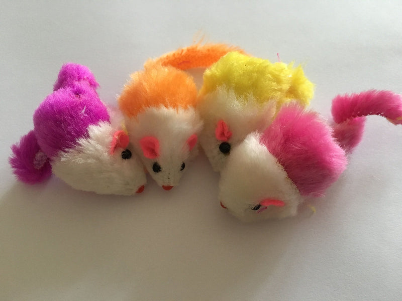 [Australia] - Keklle Play Fur Mice Cat Toys – Mixed Bag of 10 Play Mice with Rattling Sounds – 4 Color Variety Pack of Catnip Toy 