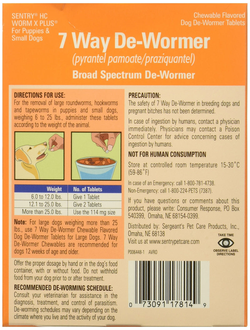 Sentry Worm X Plus 7 Way DeWormer Small Dogs (6 Count) - PawsPlanet Australia