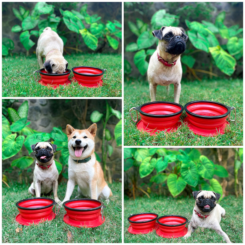 Tuff Pupper SuperBigSlurp - Collapsible Dog Bowls | Convenient Dog Travel Bowls w/Storage Lid | Keeps Pups Hydrated and Full | Portable Dog Water Bowls & Large Travel Bowls for Pets | Patent Pending Crimson Red L (40oz) x 2 - PawsPlanet Australia