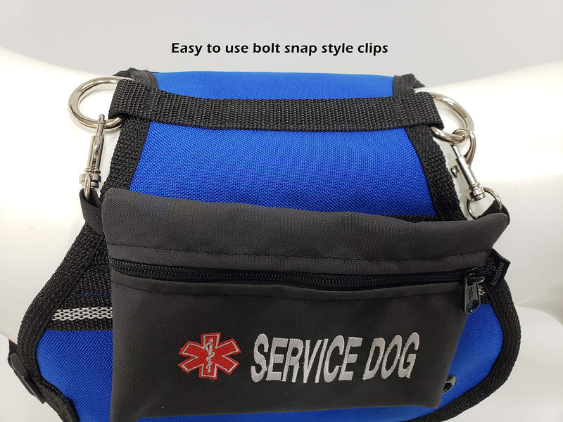 Activedogs Service Dog Clip-On Embroidered Accessory Pouch - Quality Large Service Dog Embroidery with Medical Alert Sign - Dual Clip Pouch Design for Easy Attachment to Most Vests, or Belt Loops - PawsPlanet Australia