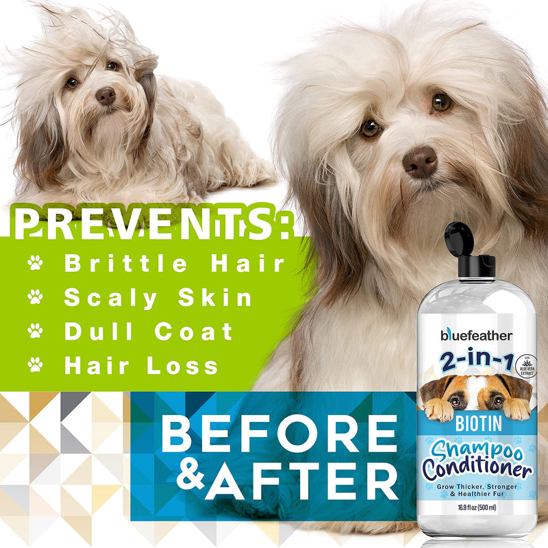 Natural Biotin Oatmeal Dog Shampoo and Conditioner with Aloe Vera-for Hair Fur Growth Thickening–Organic Pet Shampoo for Dry Itchy Sensitive Skin Hypoallergenic Dogs Puppies Cats and All Other Pets - PawsPlanet Australia