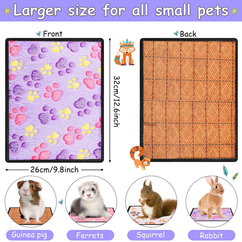 4 Pieces Guinea Pig Mat Bed Hamster Fleece Blankets Winter Warm and Summer Cool Hamster Cushion Bed Double Sided Small Animal Sleeping Pad for Bunny Squirrel Hedgehog Chinchilla, 12.6 x 9.8 Inch - PawsPlanet Australia