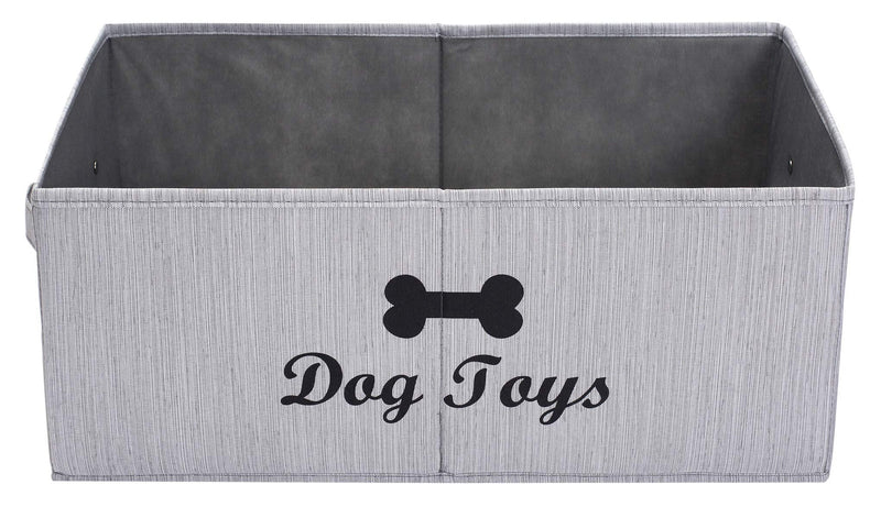 Geyecete largeFoldable Jumbo Fabric Dog Toy Basket Storage Bins Grey Baske Collapsible Organizer Storage Basket with handles-Slub Gray Slub Gray - PawsPlanet Australia