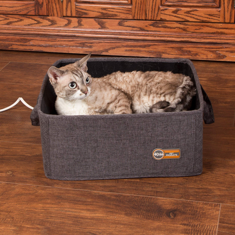 [Australia] - K&H PET PRODUCTS Thermo-Basket Indoor Heated Cat Bed, Foldable, Gray, 15in x 15in, 4W 