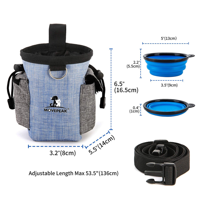 Vuudh Dog Training Pouch Bag - Dog Treat Pouch with Waist Shoulder Strap, Collapsible Bowl, Training Bag for Kibbles, Pet Toys Blue - PawsPlanet Australia