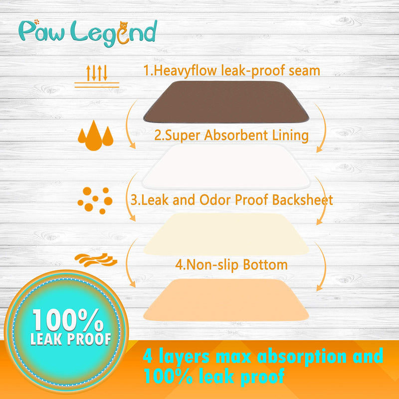 [Australia] - Paw Legend Waterproof Reusable Dog Pee Pads Super Absorbent (2 Pack) - Washable Dog Training Pads | Quality Travel Pee Pads for Dogs | Absorbent and Odor Controlling 18"X24" Brown & Tan 