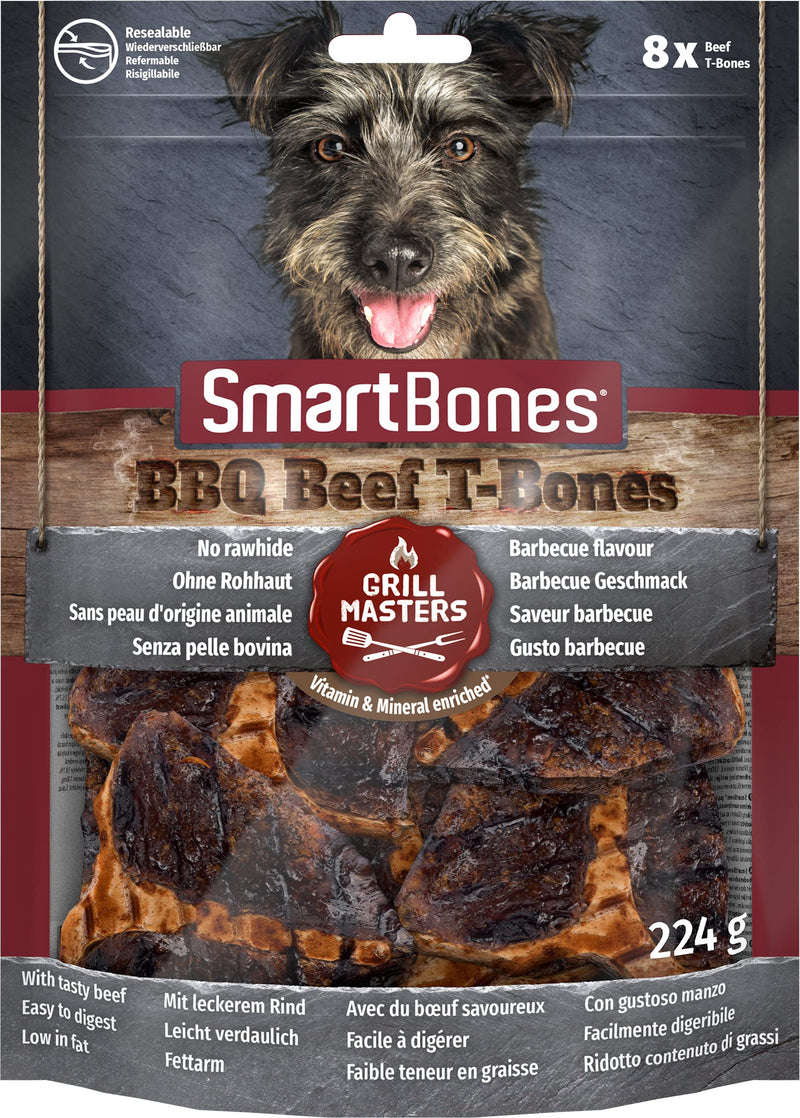 SmartBones BBQ Beef T-Bones Grill Masters Rawhide-Free Chewy Treats for Dogs, Barbecue Flavour, Made With Tasty Beef - PawsPlanet Australia