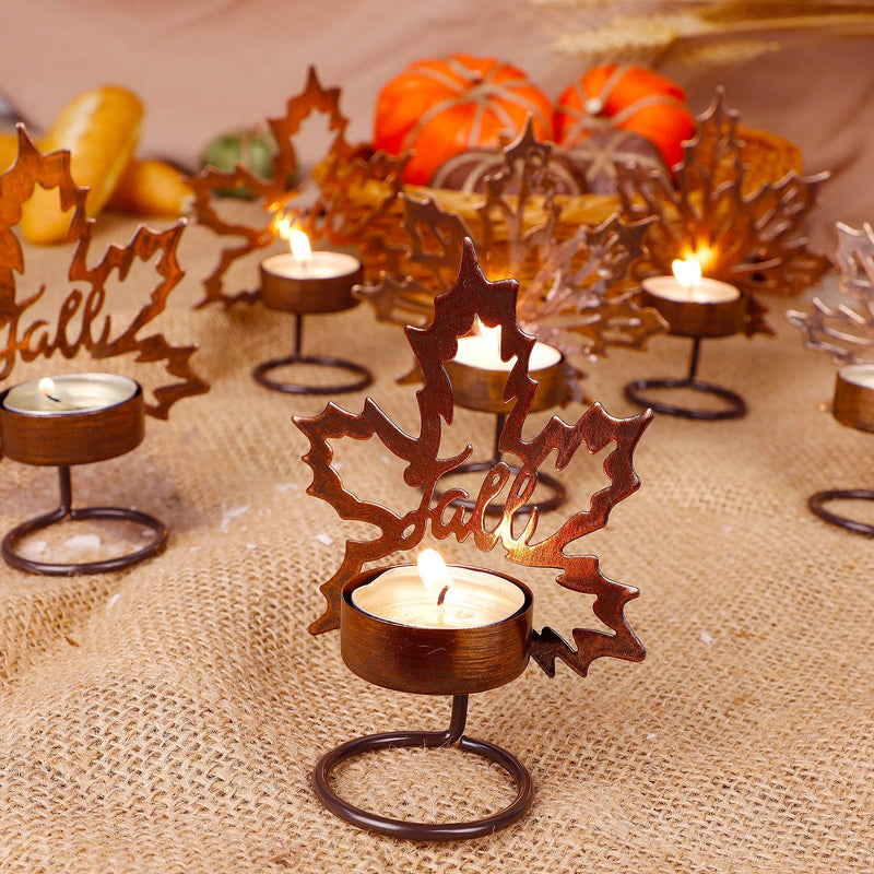 MAGGIFT Set of 6 Maple Leaf Tea Light Candle Holders Metal Thanksgiving Centerpiece, Fall Autumn Harvest Home Tabletop Decorations Holiday Rustic Decor, Table Display Kitchen Thanksgiving Decor - PawsPlanet Australia