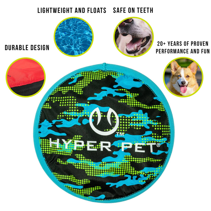 [Australia] - Hyper Pet Flippy Flopper Dog Frisbee Interactive Dog Toys [Flying Disc Dog Fetch Toy – Floats in Water & Safe on Teeth] (Colors Will Vary) 9" Camo 
