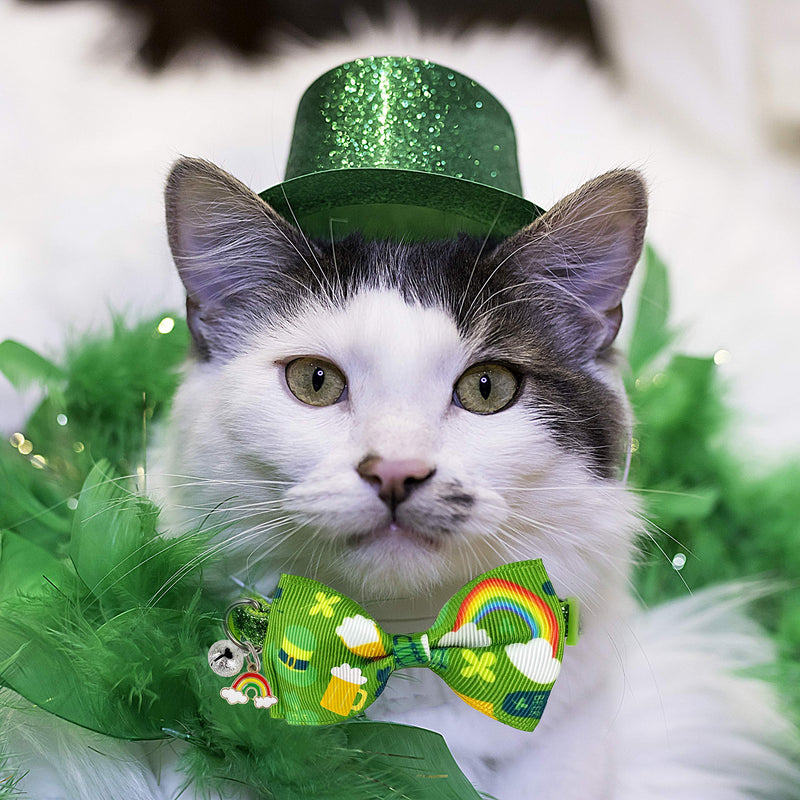 Pohshido St. Patrick's Cat Collar with Bow Tie and Bell, Kitty Kitten Breakaway Lucky Irish Shamrock Collar for Girls and Boys Male Female Cats - PawsPlanet Australia