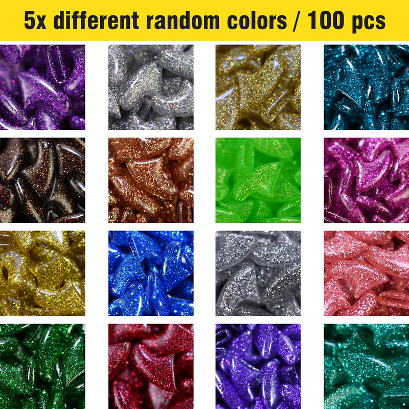 [Australia] - zetpo 100 pcs Cat Claw Covers | Cat Nail Caps | Different Random Colors with Adhesives and Applicators XS Glitter Colors 
