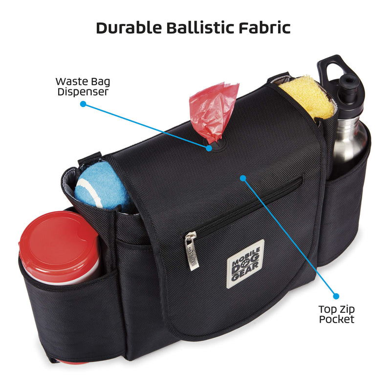 Mobile Dog Gear, Car Seat Back Organizer Travel Bag, Includes Built-in Waste Bag Dispenser and 1 Bag Roll, Black - PawsPlanet Australia