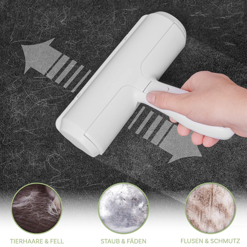 Just|fyn - 2-in-1 pet hair remover, lint roller for removing cat hair and dog hair - self-cleaning, reusable for sofa, bed, car, clothing - dog accessories and cat accessories (grey) grey - PawsPlanet Australia