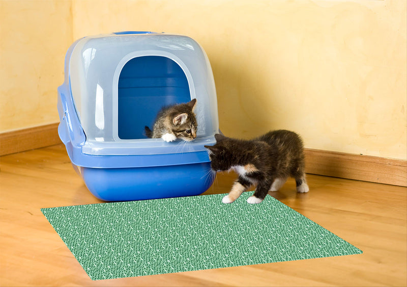 [Australia] - Drymate Cat Litter Mat Premium Non-Slip -Traps Litter from Box and Paws- Urine Proof Backing Protects Floors, Soft Material Catches Litter from Kitty Paws, Easy to Clean 20" x 28" Drizzle Green 
