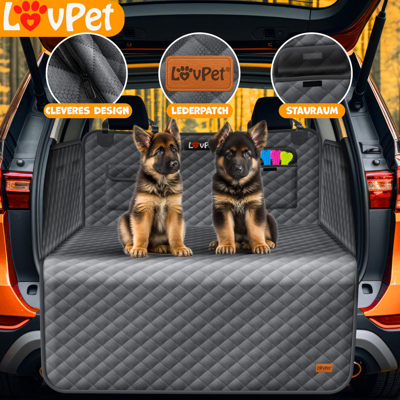 Lovpet boot protector with side and loading sill protection dog blanket for car back seat with viewing window & accessories dog car blanket premium - waterproof, scratch-resistant & universally applicable, anthracite - PawsPlanet Australia