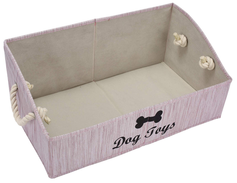 Geyecete Large Dog Toys Storage Bins-Foldable Fabric Trapezoid Organizer Boxes with Weave Rope Handle,Collapsible Basket for Shelves,Dog Apparel BambooPink - PawsPlanet Australia