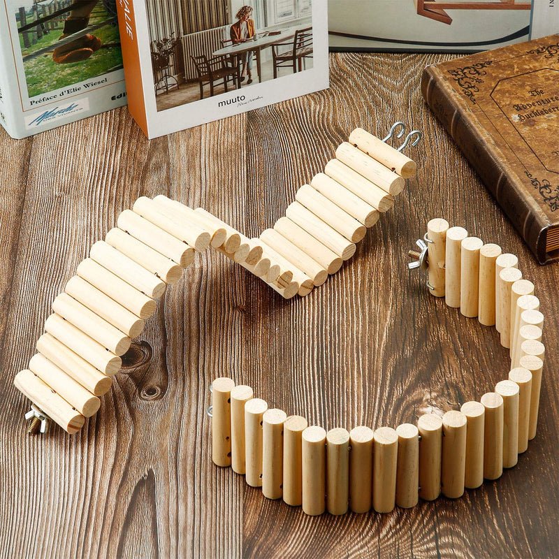 Sumind Wooden Pet Ladder Bridge 2 Pieces Soft Animal Bridge (Wooden Color) Wooden Color - PawsPlanet Australia