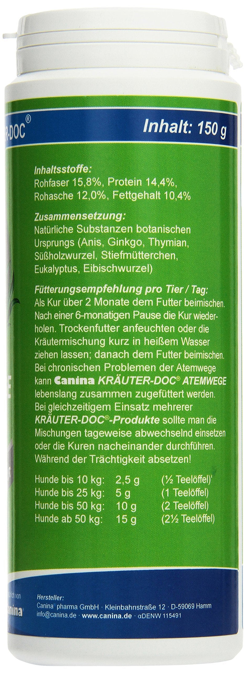 Canina Herb-Doc respiratory system, pack of 1 (1 x 0.15 kg) - PawsPlanet Australia