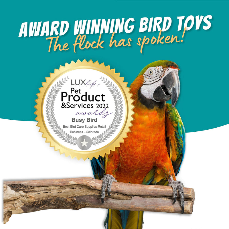 Busy Bird | Blue Flamed Spinner Bird Toy with Traveling Spinner - 100% Metal, Ultimate Brain Teaser and Mind Game for Medium to Extra Large Birds (Blue Flamed Stainless Steel) Blue Flamed Stainless Steel - PawsPlanet Australia