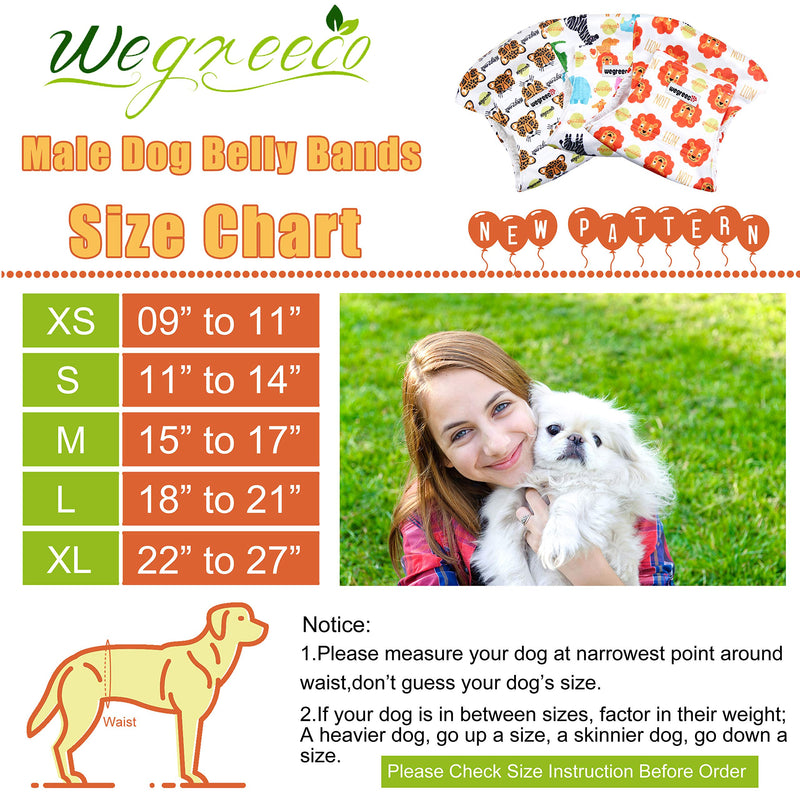 [Australia] - wegreeco Washable Male Dog Diapers (Pack of 3) - Washable Male Dog Belly Wrap Small Magic With Hook & Loop Closure 