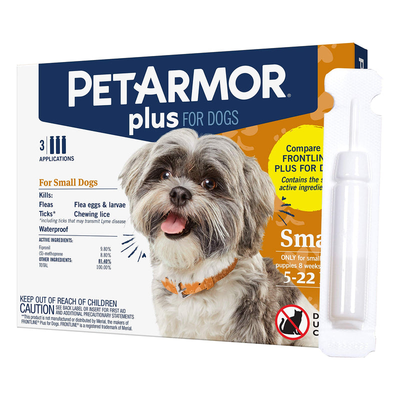 PetArmor Plus for Dogs Flea and Tick Prevention for Dogs, Long-Lasting & Fast-Acting Topical Dog Flea Treatment, 3 Count Small - PawsPlanet Australia