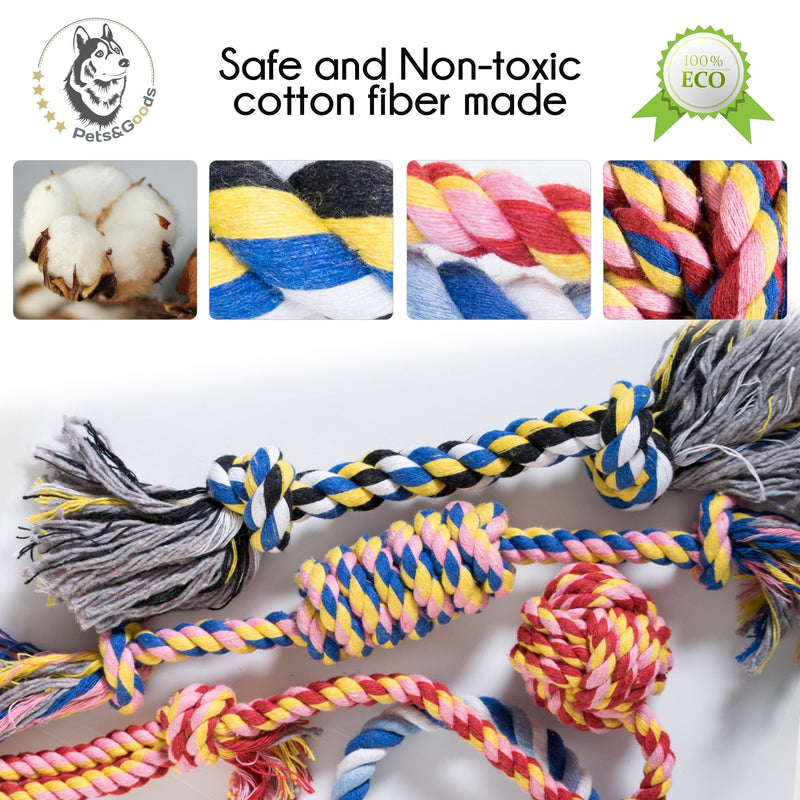 Dog Toys - Dog Chew Toys - Puppy Teething Toys- Puppy Chew Toys - Rope Dog Toy - Puppy Toys - Small Dog Toys - Chew Toys - Dog Toy Pack - Tug Toy - Dog Toy Set - Washable Cotton Rope for Dogs - PawsPlanet Australia