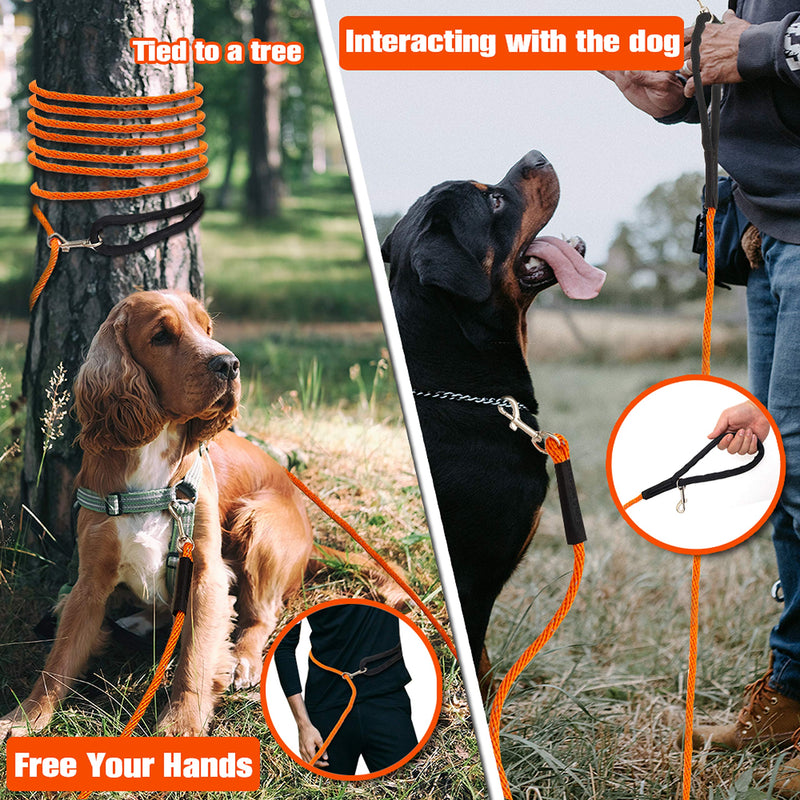 [Australia] - DCSUIT Dog Training Leash Lead Long Rope - 30 FT Reflective Nylon Durable Heavy Duty Dog Leashes - Extender Yard Leash Great for Walking/Playing Outdoor - Suit for Small/Medium/Large Dogs 